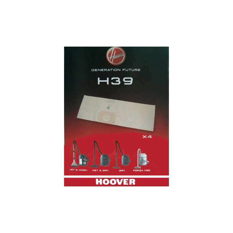 09189051 Sacchetti H39 confezione da 4pz Jet &amp; Wash Wet &amp; Dry Dry Forza 1100 Hoover